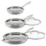 Cuisinart Tri-Ply Clad Stainless Steel 3-Piece Skillet Set, with Heat Surround