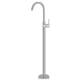 Aolemi Freestanding Bathtub Faucet Polish Chrome Bathroom Floor Mount Standing Tub Filler Single Lever Brass Mixer Tap Single Handle Tub Spout Only Without Handheld Spray
