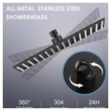 16 inch Matte Black Large Rain Shower Head - All Metal 304 Stainless Steel, Full Body Rainfall Shower with 324 Silicone Nozzles - Waterfall Bathroom Square Showerheads, Ceiling Mounted