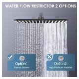 16 inch Matte Black Large Rain Shower Head - All Metal 304 Stainless Steel, Full Body Rainfall Shower with 324 Silicone Nozzles - Waterfall Bathroom Square Showerheads, Ceiling Mounted
