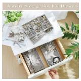 Junkin 18 Pcs Velvet Jewelry Tray Stackable Jewelry Drawer Organizer Jewellery Box Divided Display Tray for Earring Bangle(Gray)