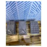 Junkin 18 Pcs Velvet Jewelry Tray Stackable Jewelry Drawer Organizer Jewellery Box Divided Display Tray for Earring Bangle(Gray)