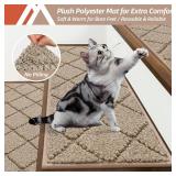 COSY HOMEER Edging Stair Treads Non-Slip Carpet Mat 28inX9in Indoor Stair Runners for Wooden Steps, Edging Stair Rugs for Kids and Dogs, 100% Polyester TPE Backing (15pc, Beige)