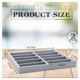Batiyeer Sunglasses Organizer Storage Tray 10 Grids Eyewear Watch Holder Display Stackable Ice Velvet Tray Women(Gray,2 Pcs)