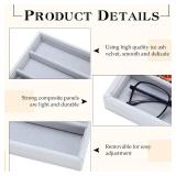 Batiyeer Sunglasses Organizer Storage Tray 10 Grids Eyewear Watch Holder Display Stackable Ice Velvet Tray Women(Gray,2 Pcs)