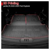 Retails for $150! Floor Mats for 2020-2025 2026 Ford Explorer 7 seat Accessories, Cargo Mat with Backrest Mat All Weather TPE Waterproof for Ford Explorer 7 Passenger Bench Seat ST Accessories 2025 20