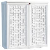 Retails for $199! Indoor Outdoor Storage Cabinet Waterproof with Shelf, Off White Plastic Outdoor Cabinets for Patio/Garden/Backyard, Size 34.3