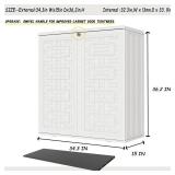 Retails for $199! Indoor Outdoor Storage Cabinet Waterproof with Shelf, Off White Plastic Outdoor Cabinets for Patio/Garden/Backyard, Size 34.3