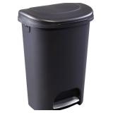 Rubbermaid Classic 13 Gallon Premium Step-On Trash Can with Lid and Stainless-Steel Pedal, Black Waste Bin for Kitchen Black Premium Step-On