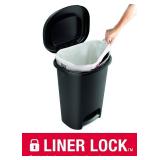 Rubbermaid Classic 13 Gallon Premium Step-On Trash Can with Lid and Stainless-Steel Pedal, Black Waste Bin for Kitchen Black Premium Step-On