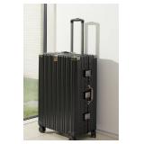 Retails for $180! HotWay 26 Inch Aluminum Frame Luggage with Spinner Wheels, PC Hard Shell Suitcase with Cup Holder, Zipperless Luggage for Business Travel, Black