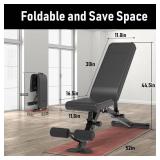 leikefitness Adjustable Weight Bench Foldable Workout Exercise Bench with Automatic Lock for Upright Incline Decline and Flat Full Body Exercise