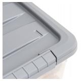 Plastic Storage Containers with Secure Latching Lids, Stackable Organization Bins, Clear/Grey, 12 Quart, Set of 6