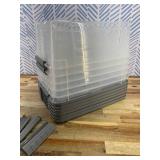 Plastic Storage Containers with Secure Latching Lids, Stackable Organization Bins, Clear/Grey, 12 Quart, Set of 6