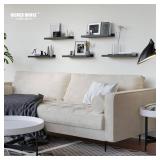 RICHER HOUSE 5 Set Floating Wall Mounted Shelves, Black Shelves for Wall Decor, Modern Picture Ledge Shelf with Lip for Storage, Nursery, Bedroom, Living Room, Bathroom - Black
