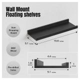 RICHER HOUSE 5 Set Floating Wall Mounted Shelves, Black Shelves for Wall Decor, Modern Picture Ledge Shelf with Lip for Storage, Nursery, Bedroom, Living Room, Bathroom - Black