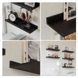 RICHER HOUSE 5 Set Floating Wall Mounted Shelves, Black Shelves for Wall Decor, Modern Picture Ledge Shelf with Lip for Storage, Nursery, Bedroom, Living Room, Bathroom - Black