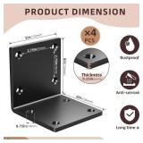 6" X 6" X 5" Heavy Duty Steel L Angle Bracket for Wood, Large 90 Degree Corner Shelf Support Bracket, 6x6 Post to Beam Connector, Thickness 1/4"(6mm), Max Load 300lbs-4 Pcs