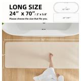 Bathroom Mat Quick Dry, Bathroom Rugs Non Slip Washable Thin Absorbent Bath Mat Fits Under Door Bathroom Floor Mat Perfect for Bath, Shower, or Sink 24"x70" Beige