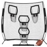 8ft Football Nets with 4 Target Pockets for Improving Accuracy Throwing