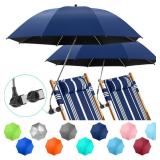 2 PACK Beach Umbrella with Clamp, 360 Adjustable Umbrellas for Chair, UPF50+ Umbrella for Beach Chair, Patio Chair, Wheelchair, Camping Chair, Golf Carts (Chair Not Included)