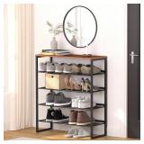 Shoe Rack - Sturdy Steel Shoe Organizer for Front Door Entrance Closet Entryway with Spacious Top - Industrial Style Strong Mesh Storage Shelves (5-Tier 11.8"x36.2"x31.5")