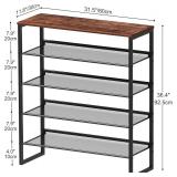 Shoe Rack - Sturdy Steel Shoe Organizer for Front Door Entrance Closet Entryway with Spacious Top - Industrial Style Strong Mesh Storage Shelves (5-Tier 11.8"x36.2"x31.5")
