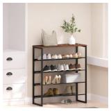 Shoe Rack - Sturdy Steel Shoe Organizer for Front Door Entrance Closet Entryway with Spacious Top - Industrial Style Strong Mesh Storage Shelves (5-Tier 11.8"x36.2"x31.5")