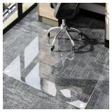 Retails for $130! GLSLAND Irregular Tempered Glass Floor Mat - 45" x 53" Office Chair Mat for Carpet Clear Duty Hard Rolling Glass Mat 1/5" Thick for Hardwood Floor/Carpeted Floors, Clear