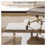 Retails for $130! GLSLAND Irregular Tempered Glass Floor Mat - 45" x 53" Office Chair Mat for Carpet Clear Duty Hard Rolling Glass Mat 1/5" Thick for Hardwood Floor/Carpeted Floors, Clear