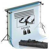 Retails for $130! Metal Triple Crossbar Adjustable Pipe and Drape Kit, Photography Backdrop Stand 8ftX10ft