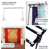 Retails for $130! Metal Triple Crossbar Adjustable Pipe and Drape Kit, Photography Backdrop Stand 8ftX10ft