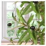 7ft Faux Olive Tree - Fake Potted Olive Silk Tree with Planter Natural Olive Branches and Realistic Leaves Artificial Tree for Home House Office Decor Indoor
