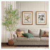 7ft Faux Olive Tree - Fake Potted Olive Silk Tree with Planter Natural Olive Branches and Realistic Leaves Artificial Tree for Home House Office Decor Indoor