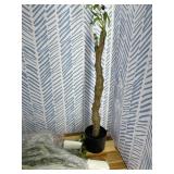 7ft Faux Olive Tree - Fake Potted Olive Silk Tree with Planter Natural Olive Branches and Realistic Leaves Artificial Tree for Home House Office Decor Indoor