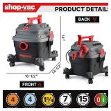 Retails for $107! Shop-Vac 5430096 Wet/Dry Vacuum, 4 Gallon, 4 Peak HP, 1.25 Inch Diameter x 7 Foot Hose, 15 Foot Cord, Ideal for Jobsite, Garage, Workshop & Home