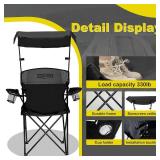 YOUNG WOOD Portable Camping Chair Beach Chair with Shade Canopy, Fold Lightweight Oversized for All, Easy to Open and Close Without Installation, Side Pocket Design for All Outdoor Activities,Black,2p