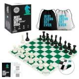 Best Chess Set Ever - Chess Geeks, 3X Triple Weighted Tournament Set, Black & White Plastic Pieces