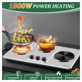 Retails for $110! Cusimax Hot Plate,Countertop Triple Burner with 7 Cast Iron Cooktop,Electric Hot Plate for Cooking,11 Level Temperature Setting