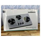 Retails for $110! Cusimax Hot Plate,Countertop Triple Burner with 7 Cast Iron Cooktop,Electric Hot Plate for Cooking,11 Level Temperature Setting