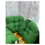 Wicker Chair Cushions of 3 Pieces Waterproof Tufted Outdoor Seat Cushions for Patio Furniture Sofa Settee Couch,1 Loveseat and 2 U-Shaped Cushions,Green