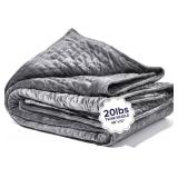 Retails for $140! Gravity Weighted Blankets for Adults, 20lbs Grey (48" x 72", Twin/Single) - Heavy Comfort Cotton Blanket with Glass Beads - Utra-Soft Premium Breathable Microfiber Duvet Cover - Mach