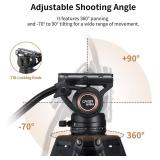 Retails for $135! Cayer BV30L Video Tripod System, 72" Heavy Duty Aluminum Twin Tube Tripod with K3 Fluid Head, 75mm Flat Base, Max Load 13.2lbs, for DSLR Cameras, Camcorders, Includes 2 Quick Release