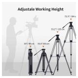 Retails for $135! Cayer BV30L Video Tripod System, 72" Heavy Duty Aluminum Twin Tube Tripod with K3 Fluid Head, 75mm Flat Base, Max Load 13.2lbs, for DSLR Cameras, Camcorders, Includes 2 Quick Release
