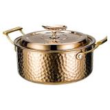 DAEDALUS Pro 7.5QT Stock Pot with Lid Hammered Copper Clad & 2.3mm Tri-Ply Core 3X Thicker Heavy Duty for Home or Restaurant Use Induction, Oven & Dishwasher Safe Rose Gold