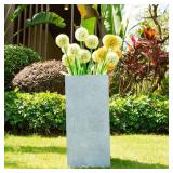 KANTE 9-in W x 20-in H Slate Gray Concrete Planter