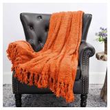 Fluffy Handmade Throw BlanketFluffy Handmade Throw Blanket, Boon, 60in x 80in, Orange