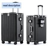 Retails for $180! HotWay 26 Inch Aluminum Frame Luggage with Spinner Wheels, PC Hard Shell Suitcase with Cup Holder, Zipperless Luggage for Business Travel, Black