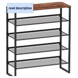 Shoe Rack - Sturdy Steel Shoe Organizer for Front Door Entrance Closet Entryway with Spacious Top - Industrial Style Strong Mesh Storage Shelves (5-Tier 11.8"x36.2"x31.5")