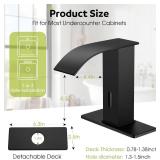 Automatic Motion Sensor Faucet with Waterfall Spout,Stainless Steel Sink Faucet with Hole Cover Plate (Regular, Black)